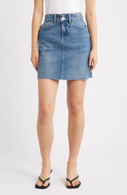 Lipsy Raw Hem Denim Miniskirt