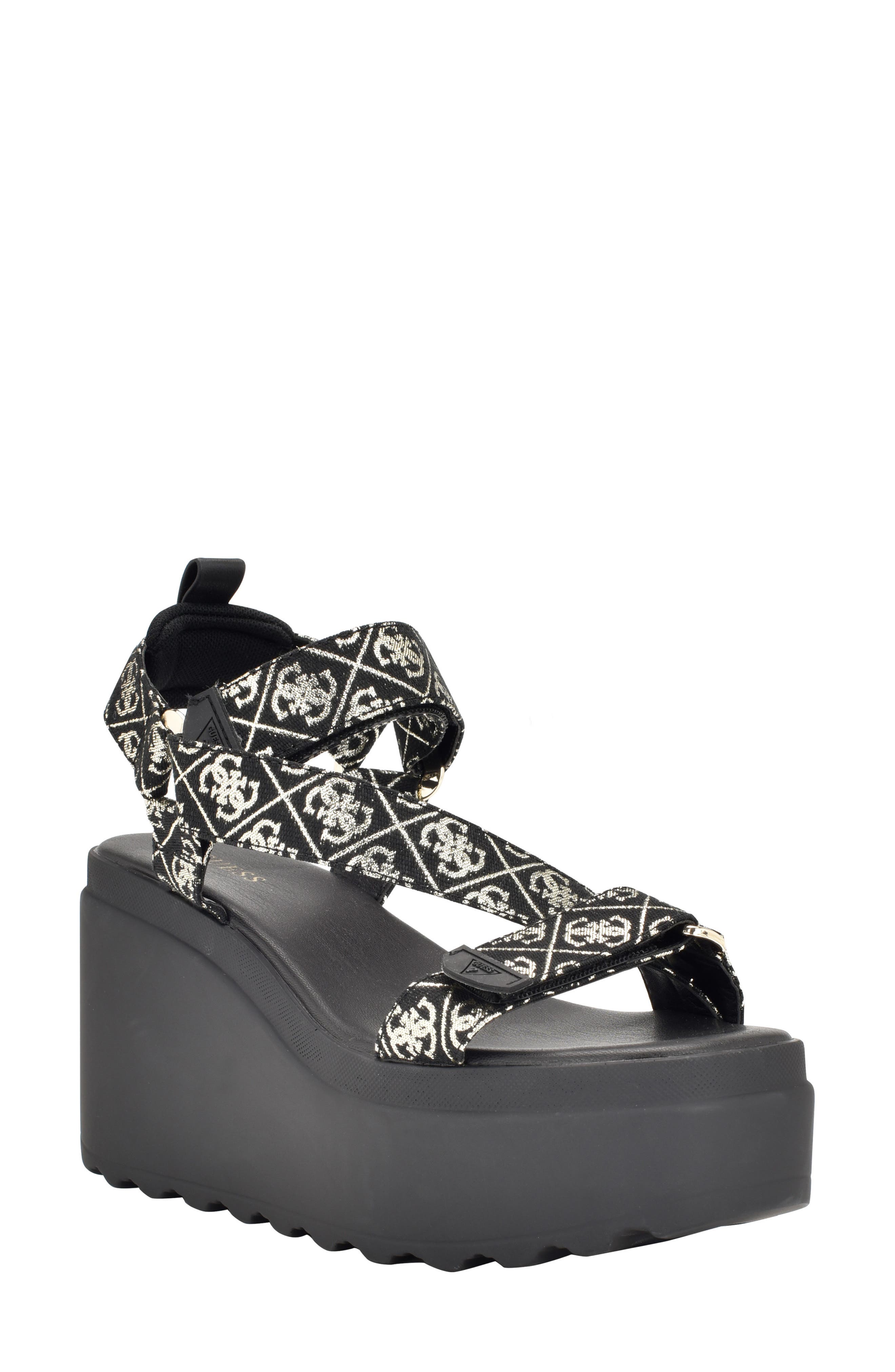 GUESS Ocilia Platform Sandal, Main, color, Black