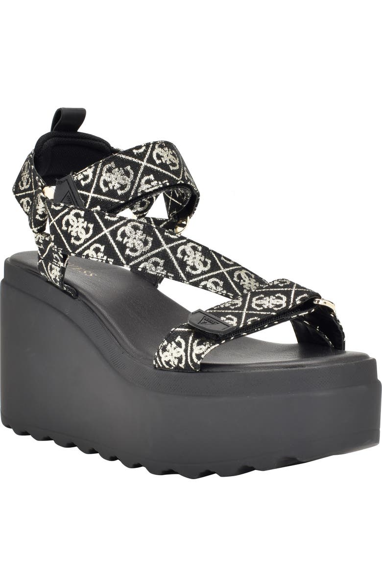 GUESS Ocilia Platform Sandal, Main, color, Black