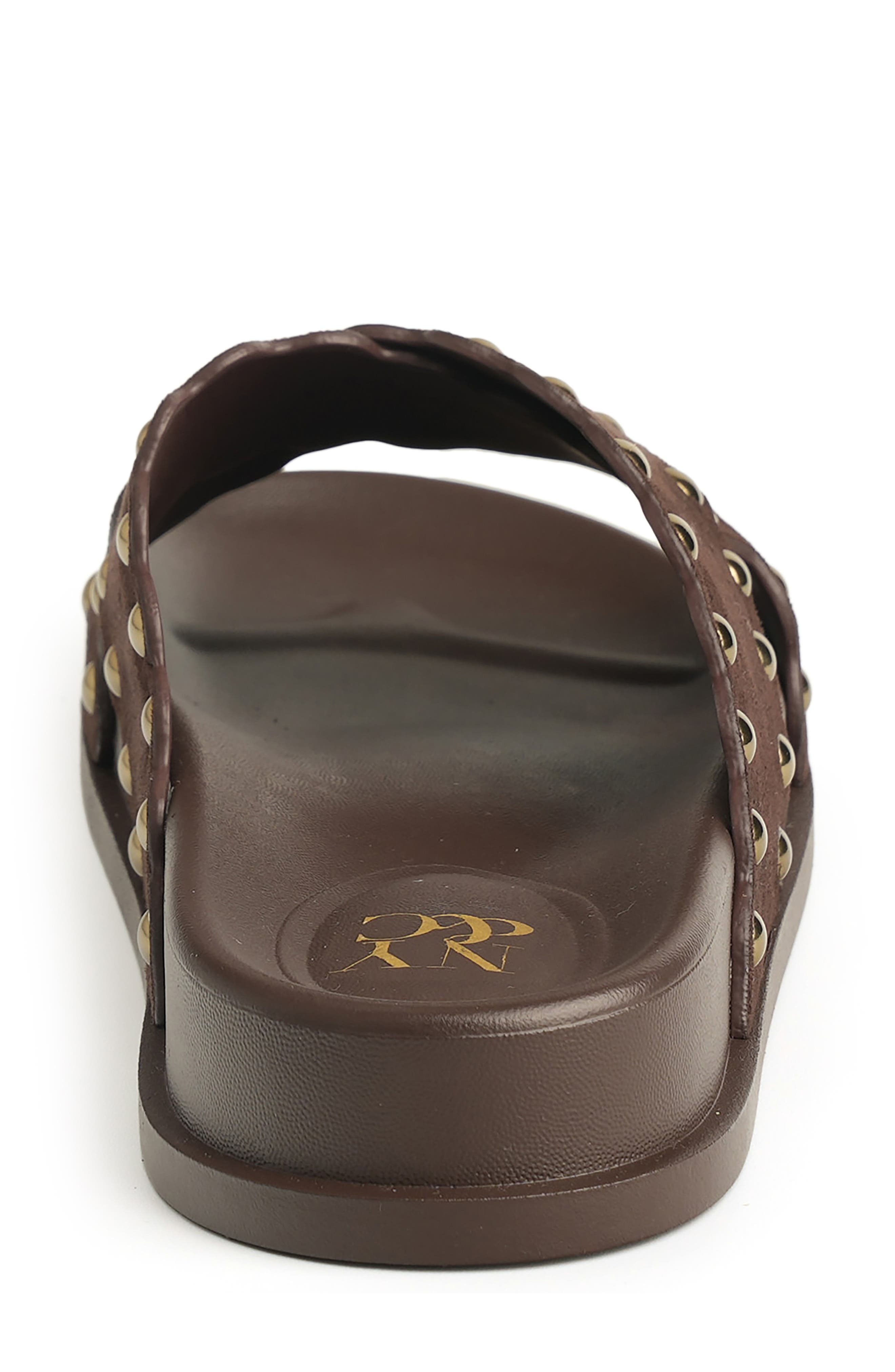 Barnett Stud Crisscross Slide Sandal, Alternate, color, CHOCOLATE