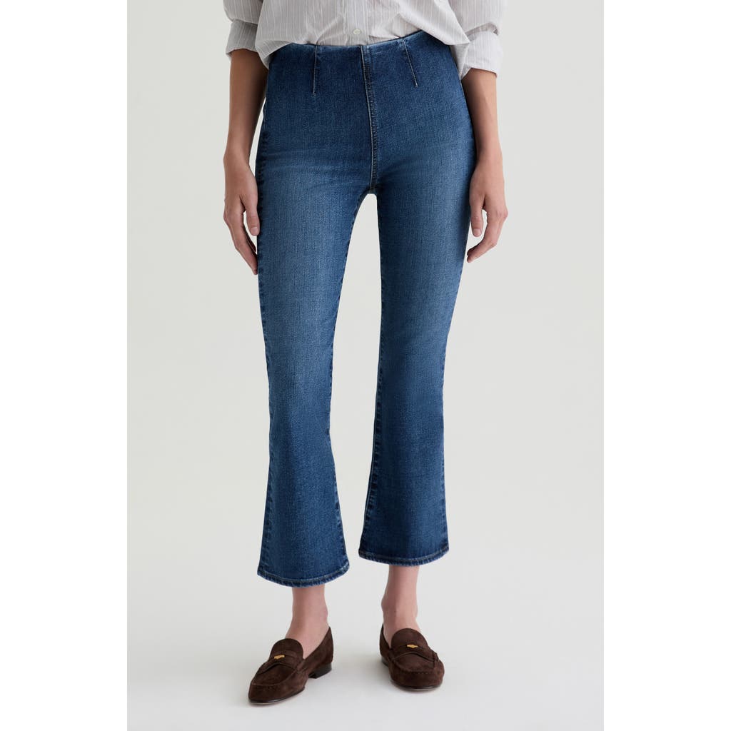 Ag Farrah Pull-on Ankle Bootcut Jeans In Blue