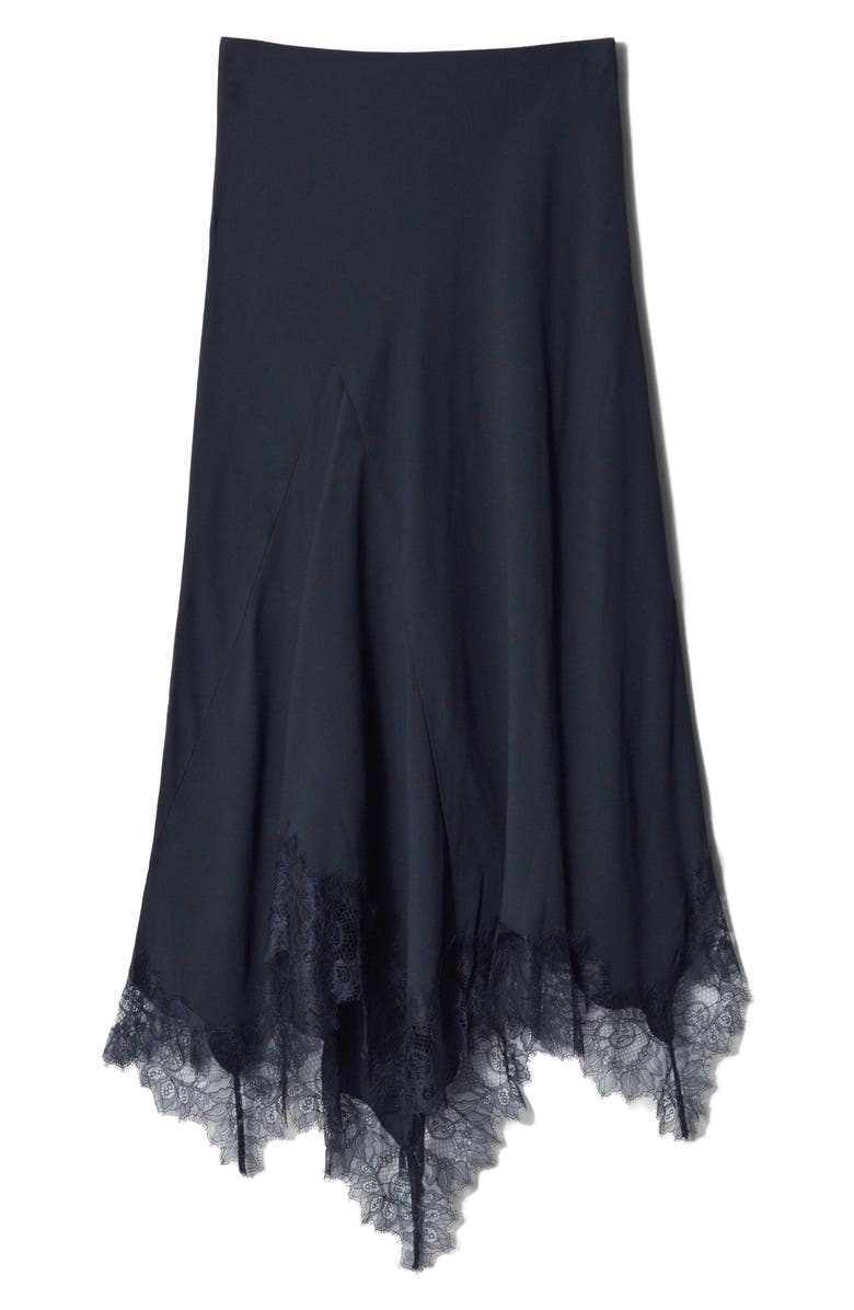 & Other Stories Lace Trim Handkerchief Hem Midi Skirt, Alternate, color, 