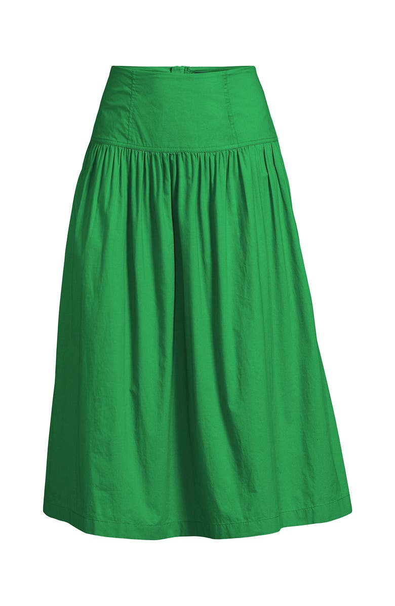 Lands' End Poplin Drop Waist Midi Skirt, Alternate, color, Vibrant Clover