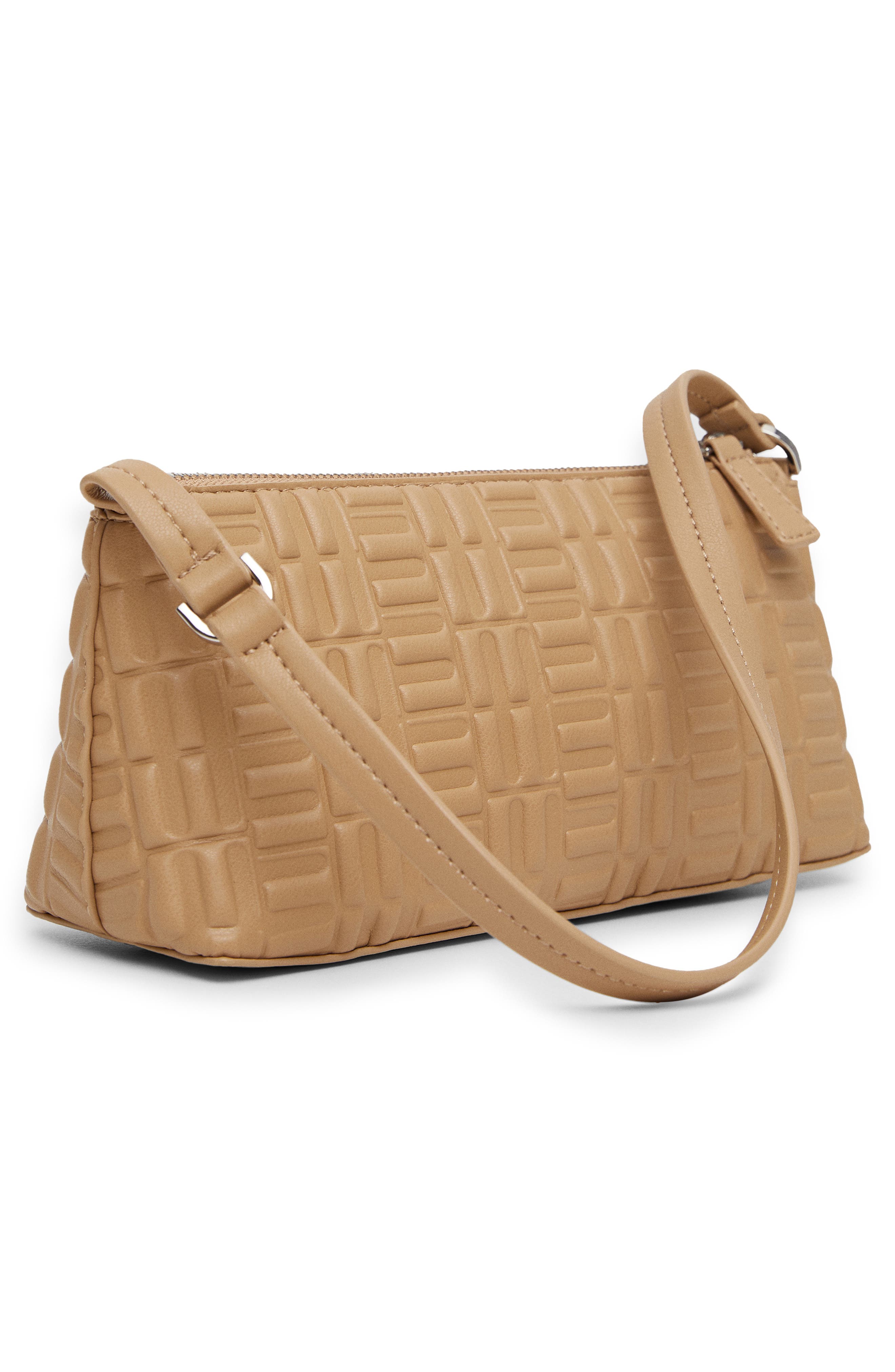 MANGO Textured Baguette Faux Leather Bag, Alternate, color, 