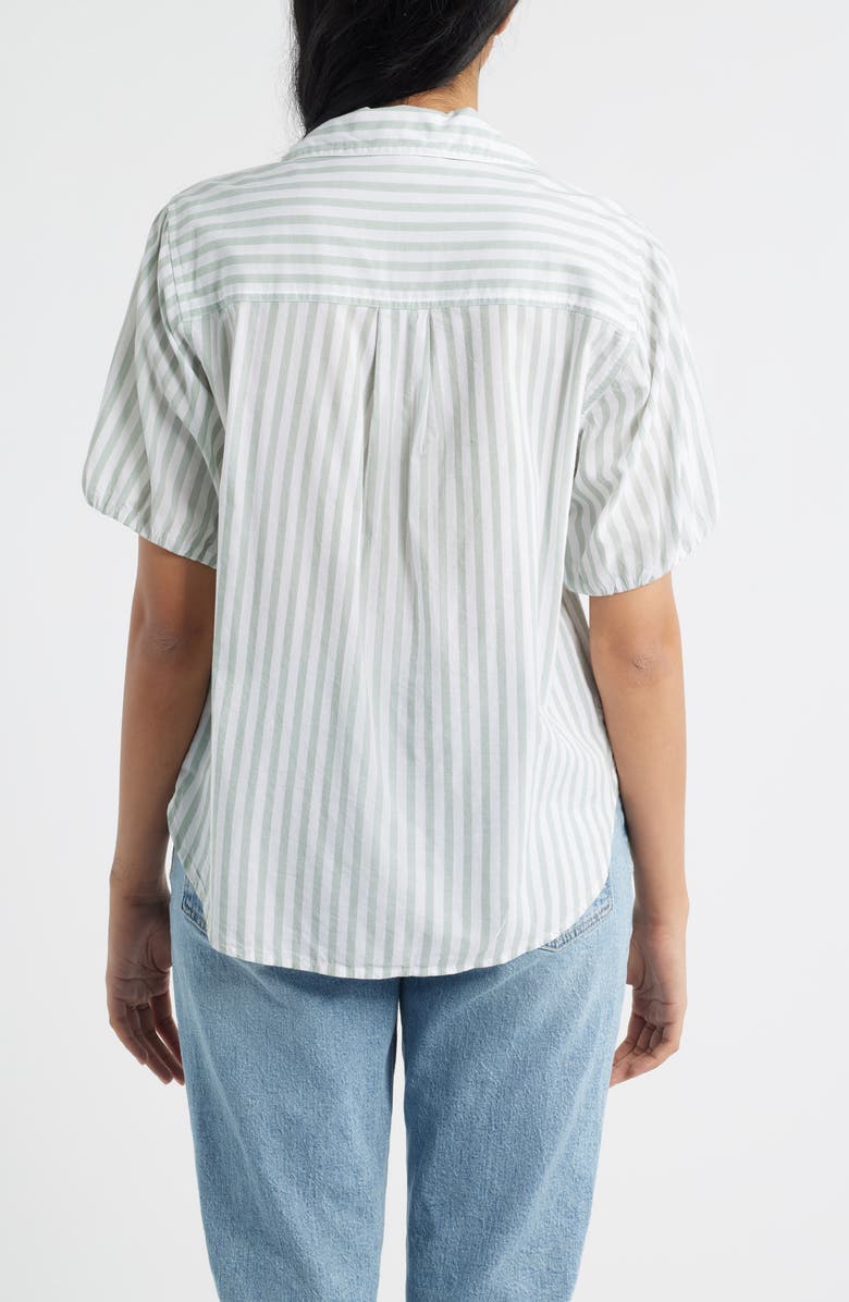 beachlunchlounge Corey Stripe Short Sleeve Cotton Blend Button-Up Shirt, Alternate, color, 