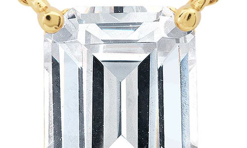 Crislu Emerald Cut Cubic Zirconia Pendant Necklace In Gold