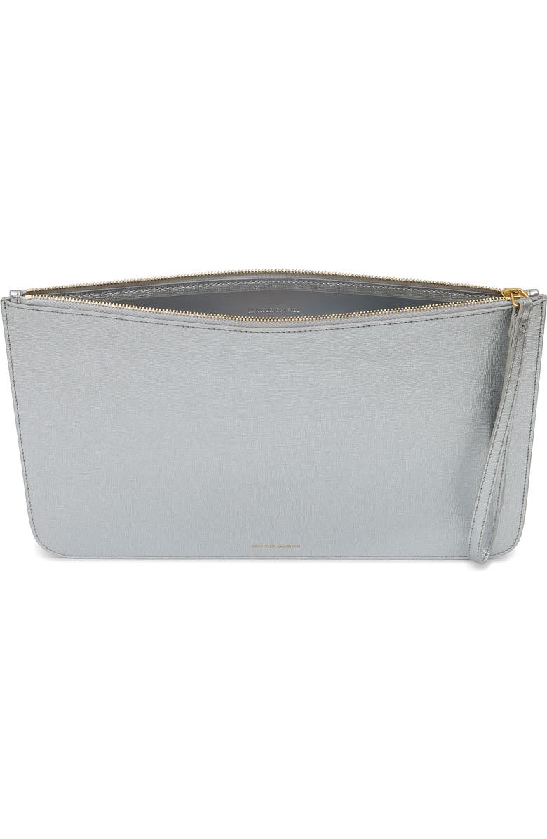 Mansur Gavriel Metallic Leather Clutch, Alternate, color, Silver