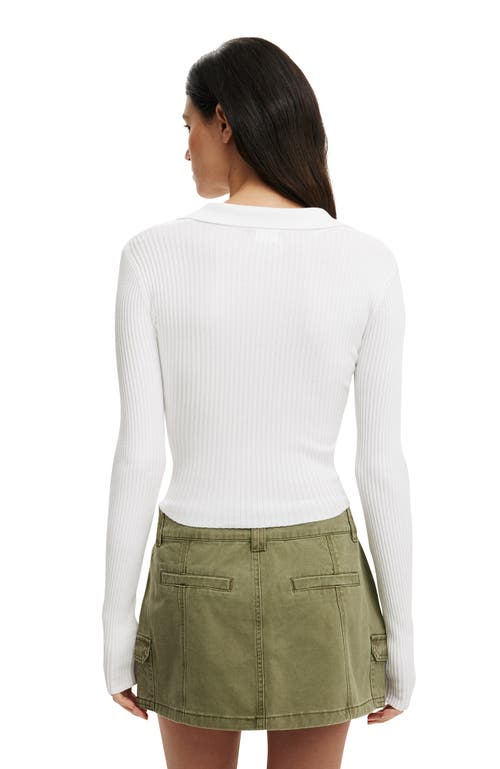 Cotton On Everfine Rib V-neck Polo In White
