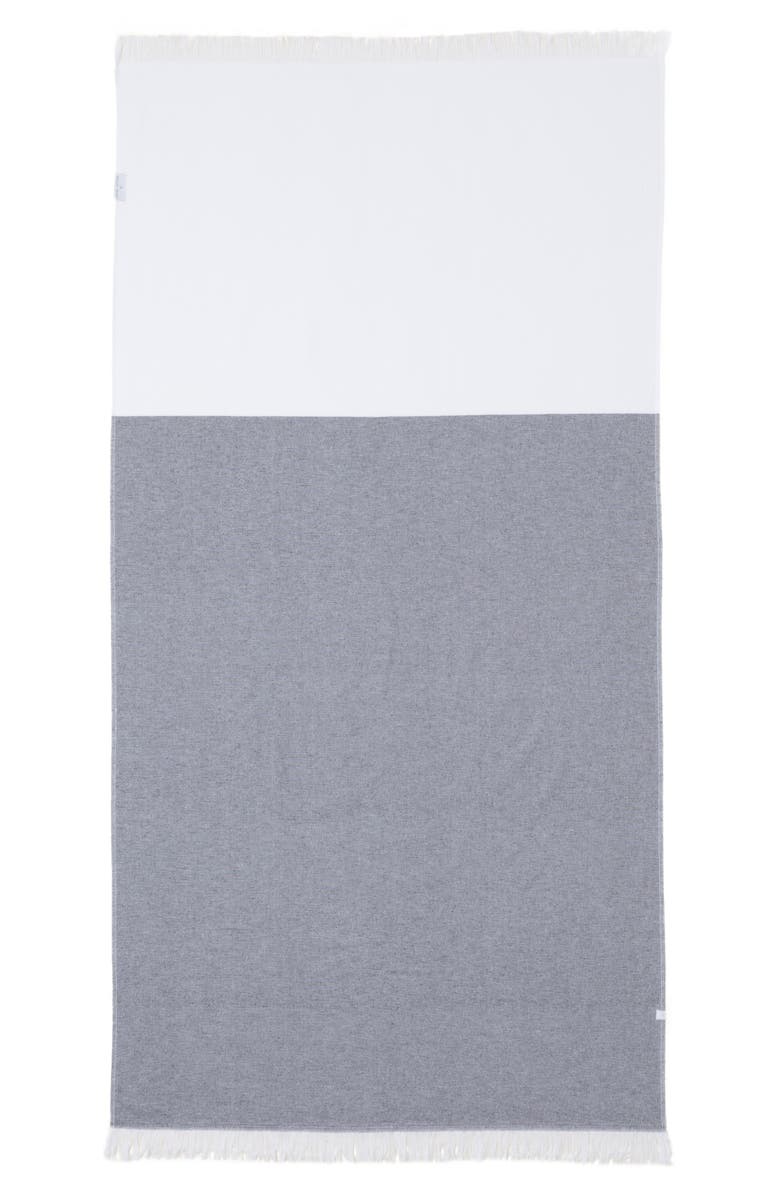 Barefoot Dreams<sup>®</sup> Colorblock Organic Cotton Oversize Towel, Alternate, color, Carbon-White