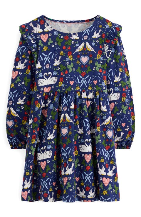 Kids' Posie Long Sleeve Cotton Jersey Dress Toddler, Little Kid & Big Kid)