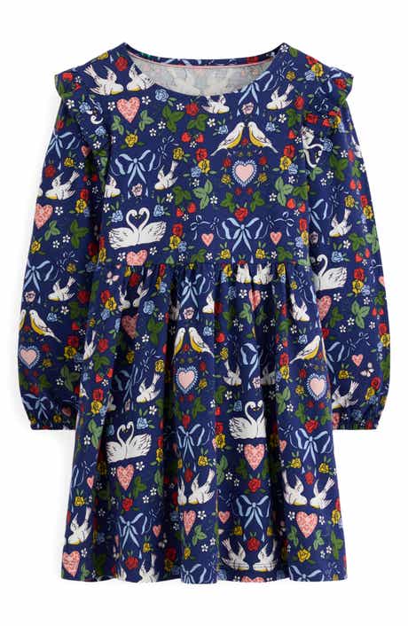 Kids' Posie Long Sleeve Cotton Jersey Dress Toddler, Little Kid & Big Kid)
