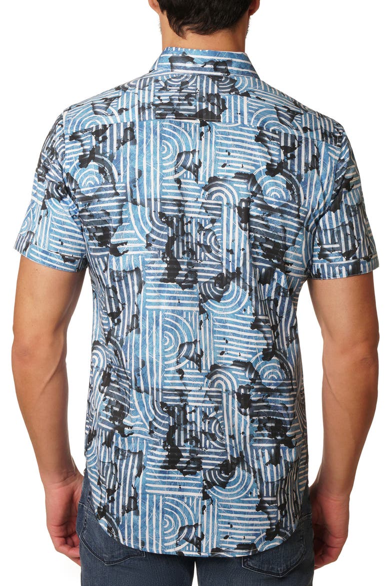 Waylon Short Sleeve Woven Shirt, Alternate, color, INDIGO