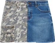 Tractr Kids' Colorblock Camo Print & Denim Skirt
