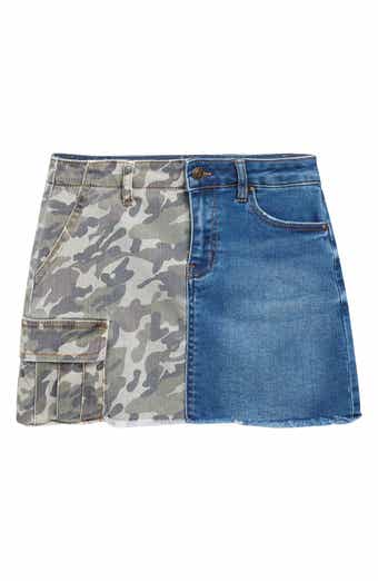Tractr Kids' Colorblock Camo Print & Denim Skirt