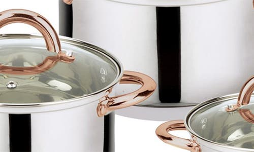 J&v Textiles J And V Textiles 6-piece Stainless Steel Casserole Set In Silver