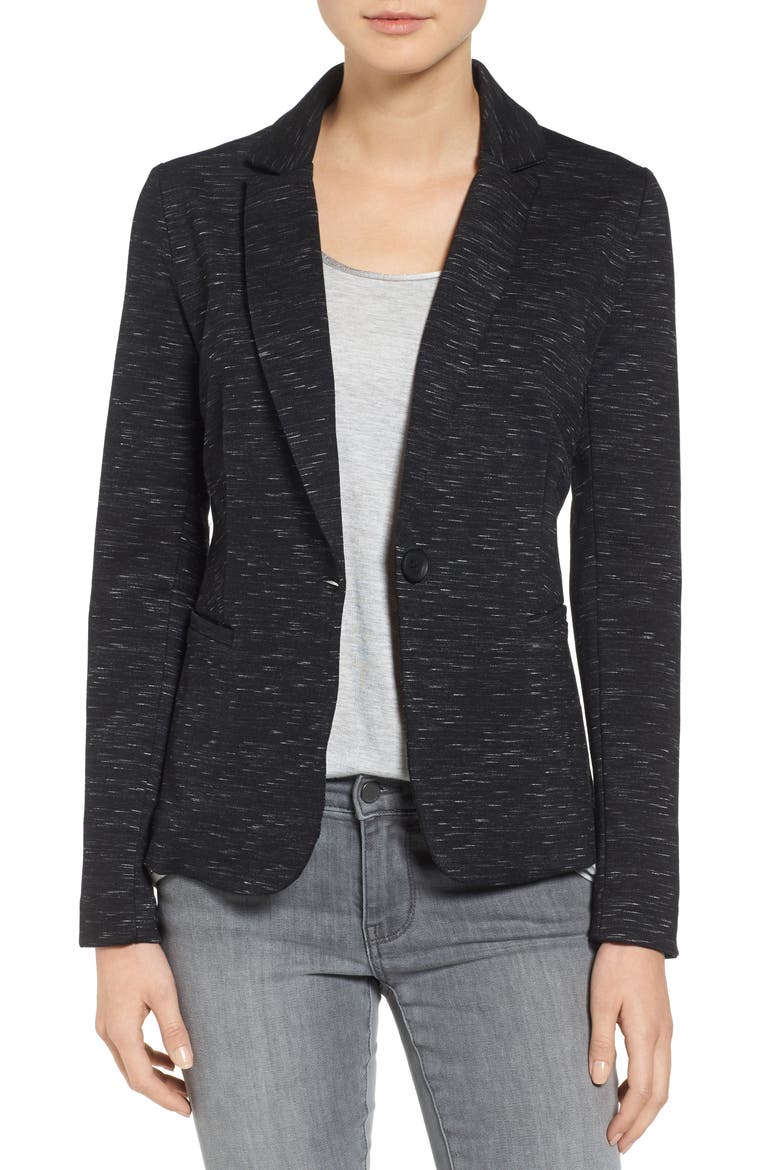 Knit Blazer, Main, color, BLACK SPACEDYE