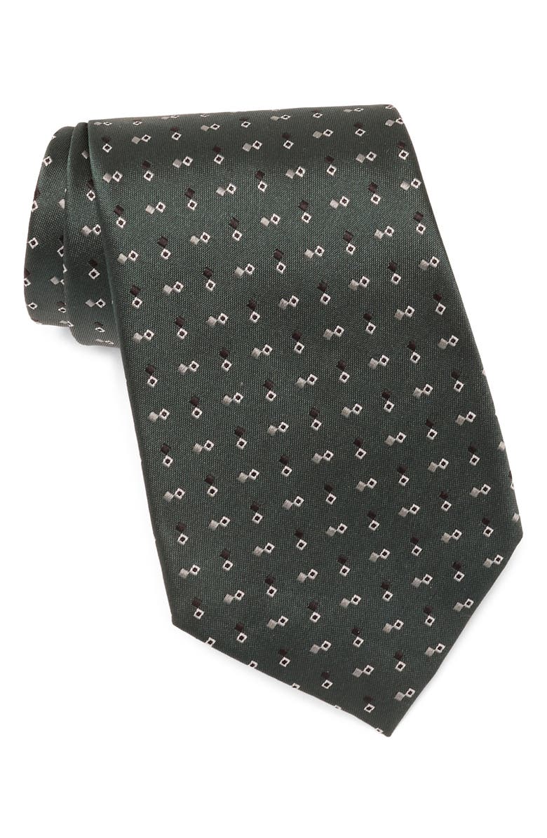 ZEGNA TIES Diamond Silk Tie, Main, color, Dark Green Fan