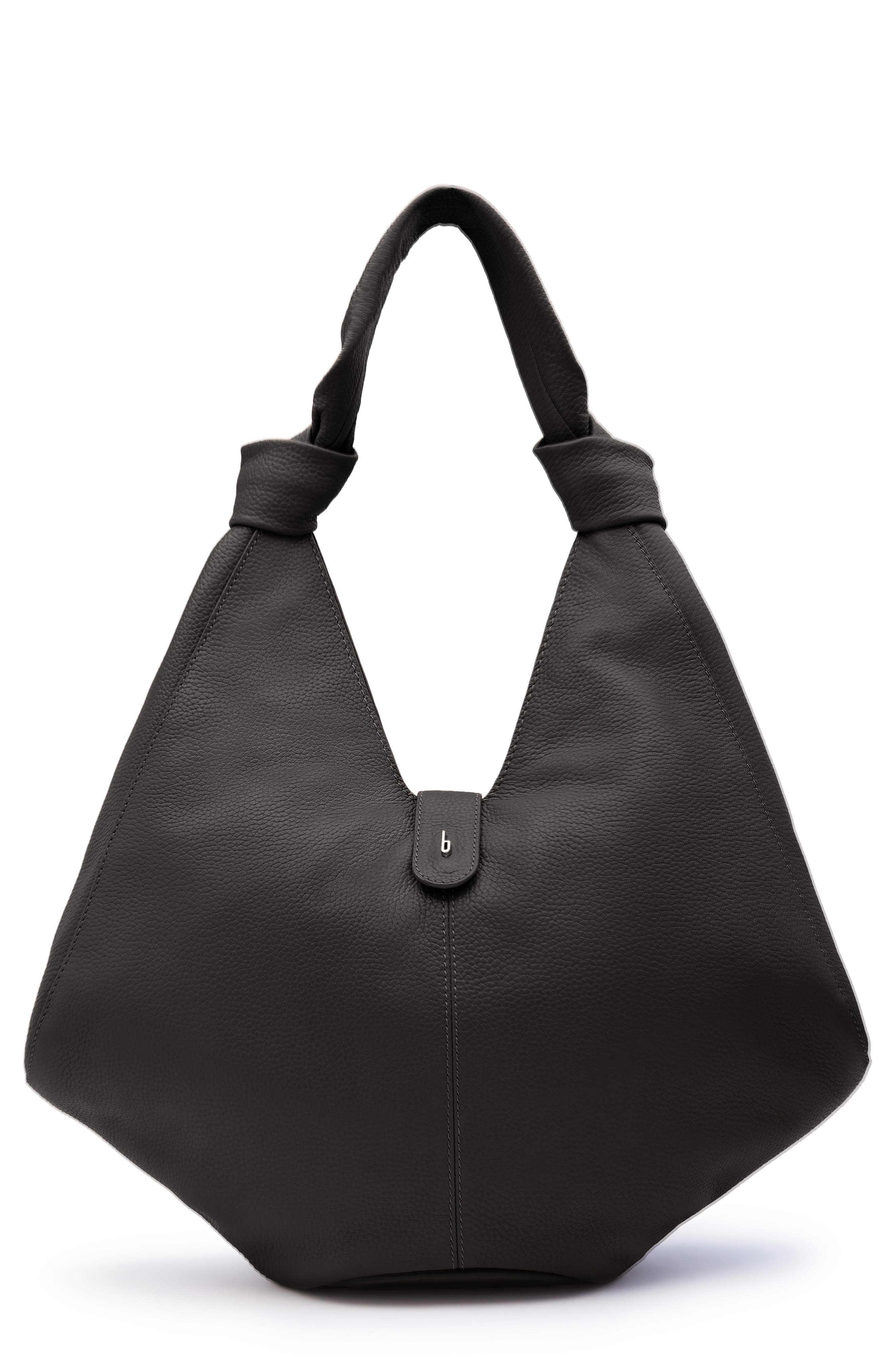 behno Large Nelli Pebble Leather Hobo Bag, Main, color, Black