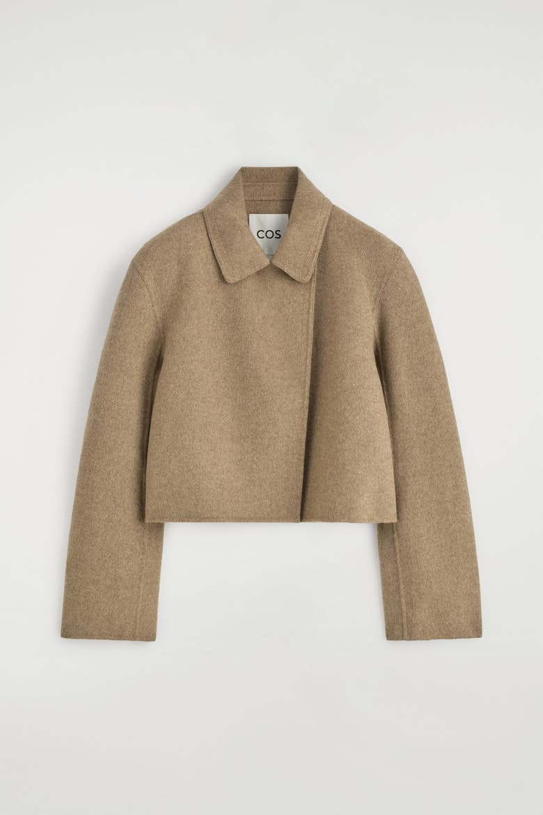 Oversized Cropped Double-Faced Wool Jacket, Alternate, color, BEIGE