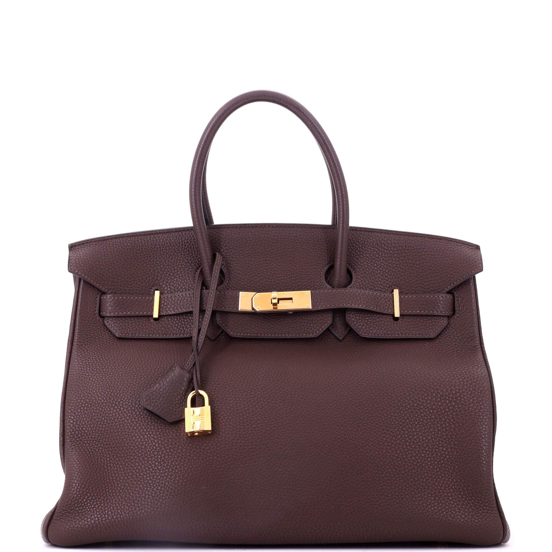 Pre-Owned Hermes Birkin Handbag Brown Togo with Gold Hardware 35, Main, color, Chocolat