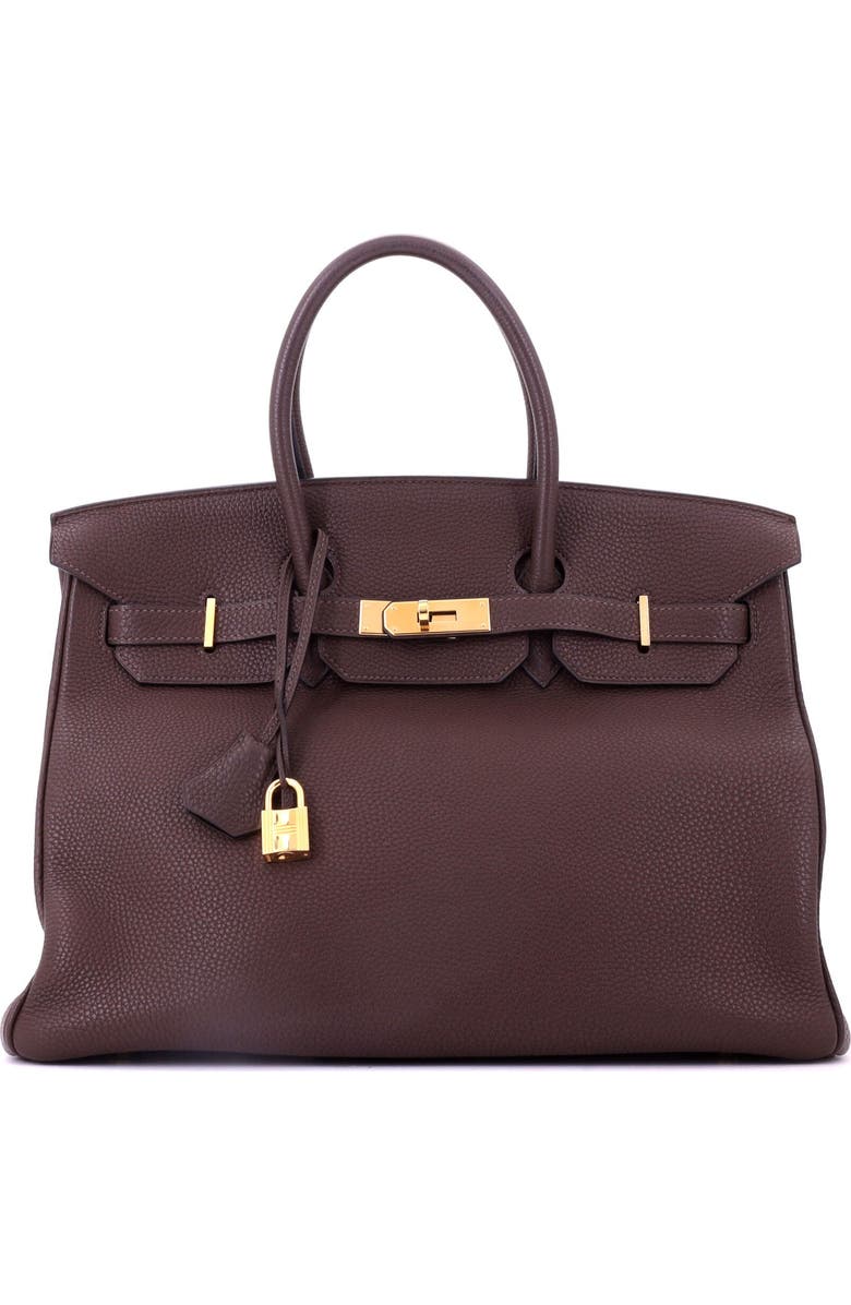 Pre-Owned Hermes Birkin Handbag Brown Togo with Gold Hardware 35, Main, color, Chocolat