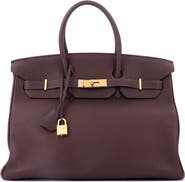 Pre-Owned Hermes Birkin Handbag Brown Togo with Gold Hardware 35