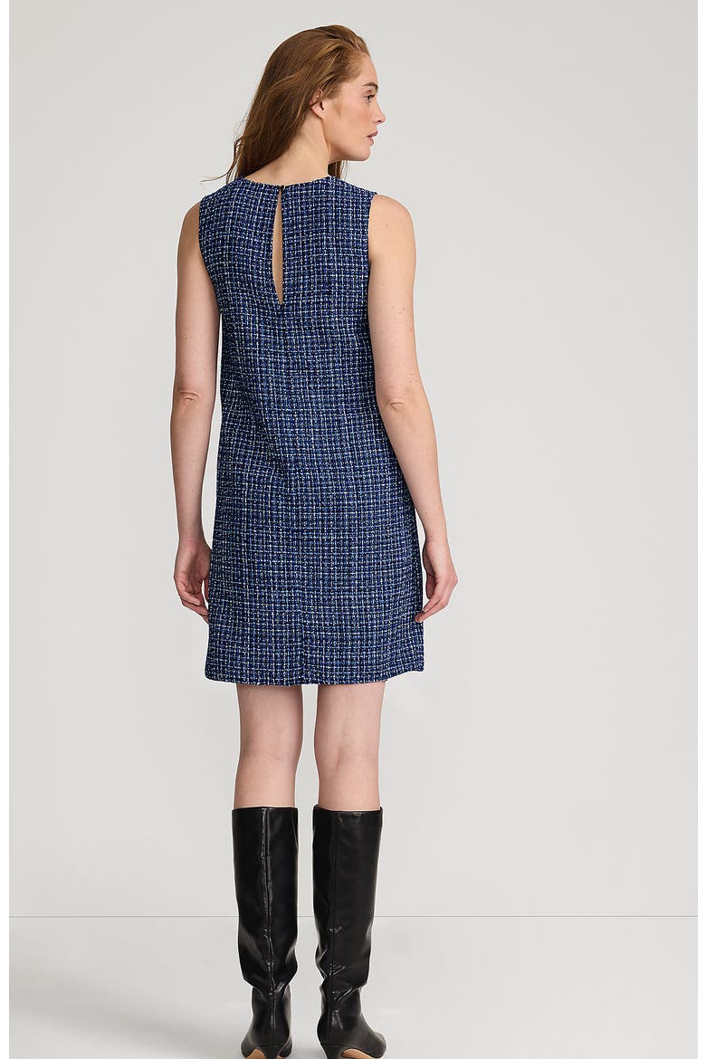 Washable Tweed Sleeveless Above the Knee Dress, Alternate, color, Navy/Blue/Ivory Tweed