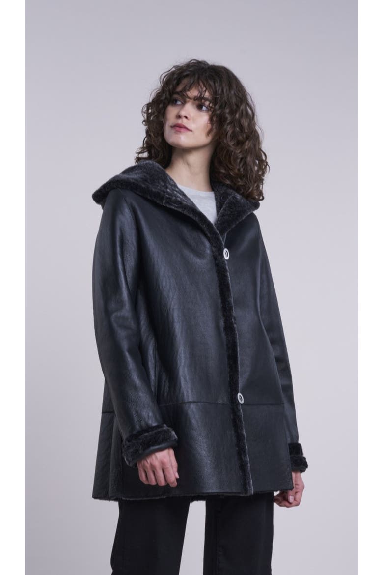 Genuine Shearling Coat, Alternate, color, Charco