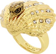Kurt Geiger London Pavé Crystal Eagle's Head Shell Cocktail Ring