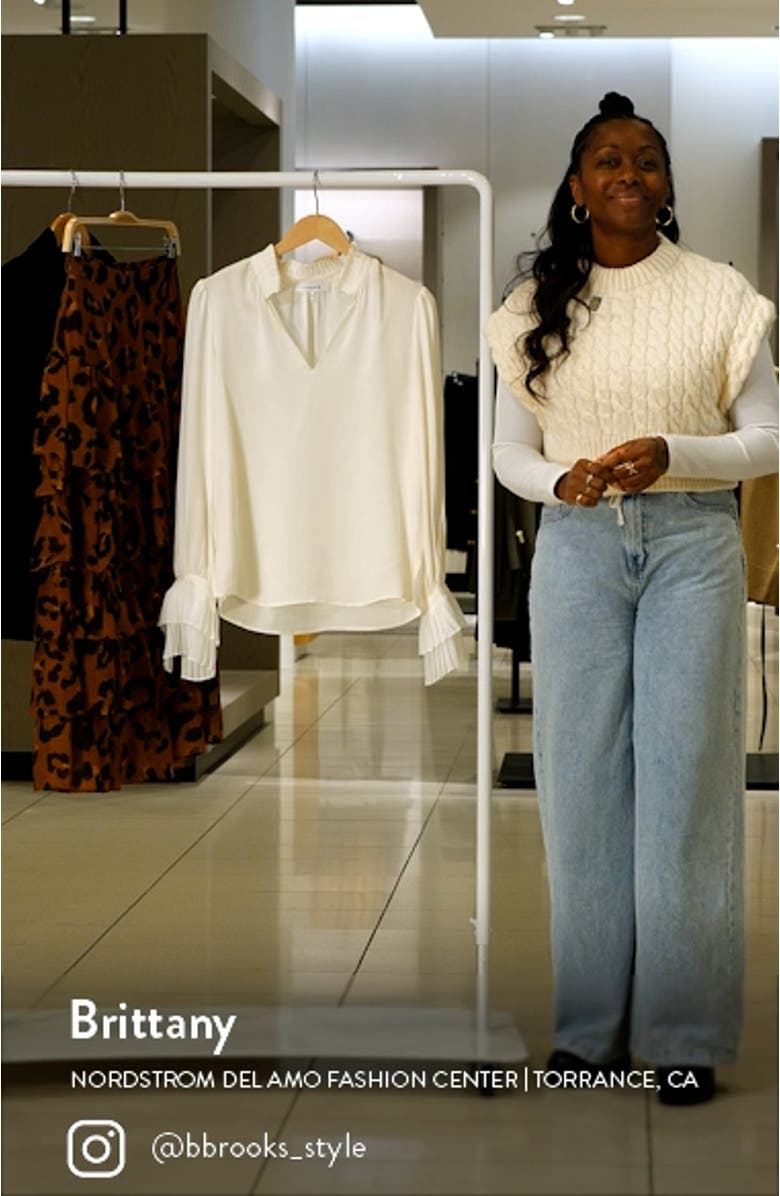 Pleated Long Sleeve Silk Blouse, sales video thumbnail