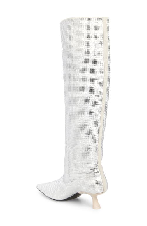Simon Miller Kuki Crystal Pointed Toe Kitten Heel Over The Knee Boot In White