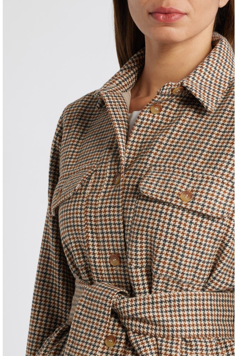 Plaid Belted Jacket, Alternate, color, TAN- BROWN CHECK