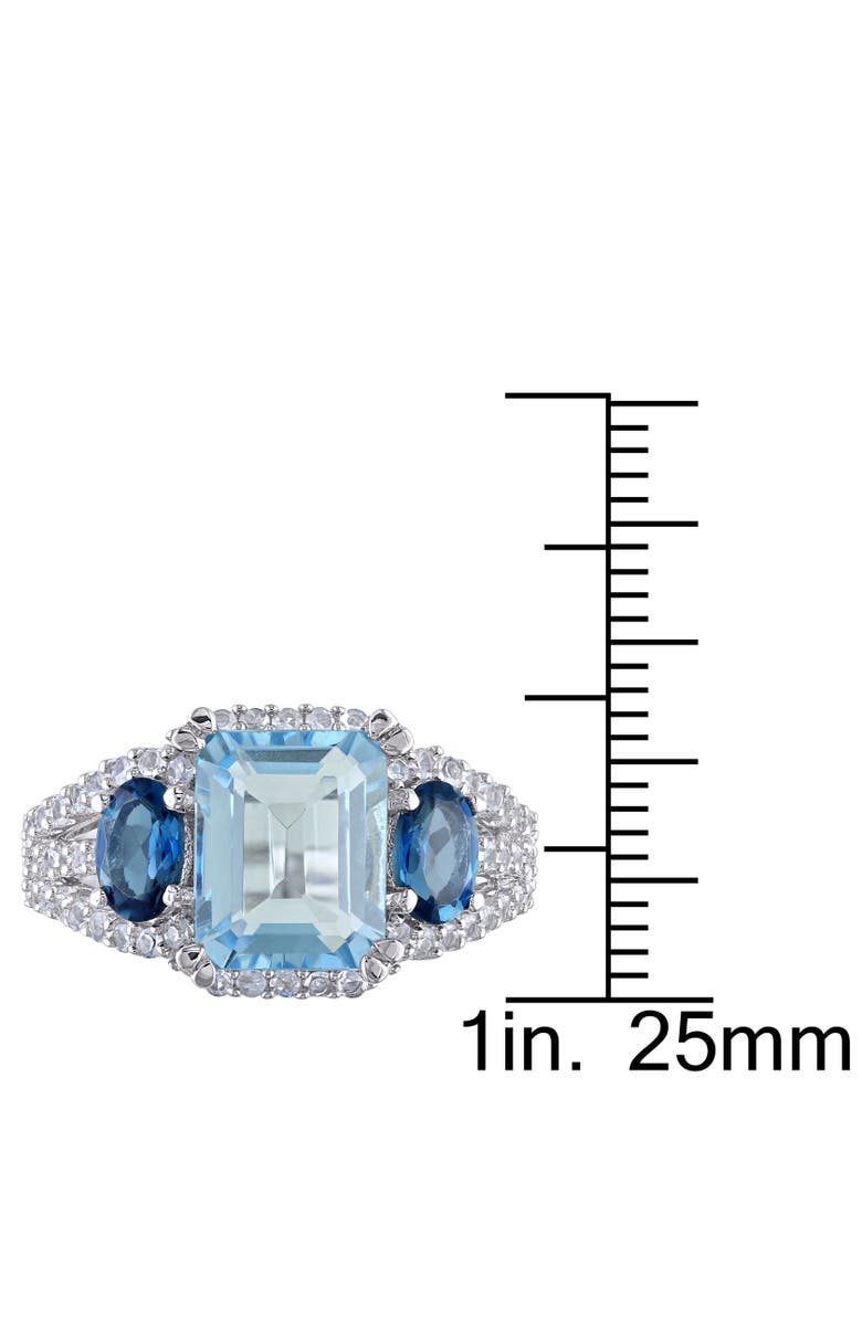 Julianna B. Blue Topaz & Created White Sapphire 3-Stone Ring, Alternate, color, Topaz
