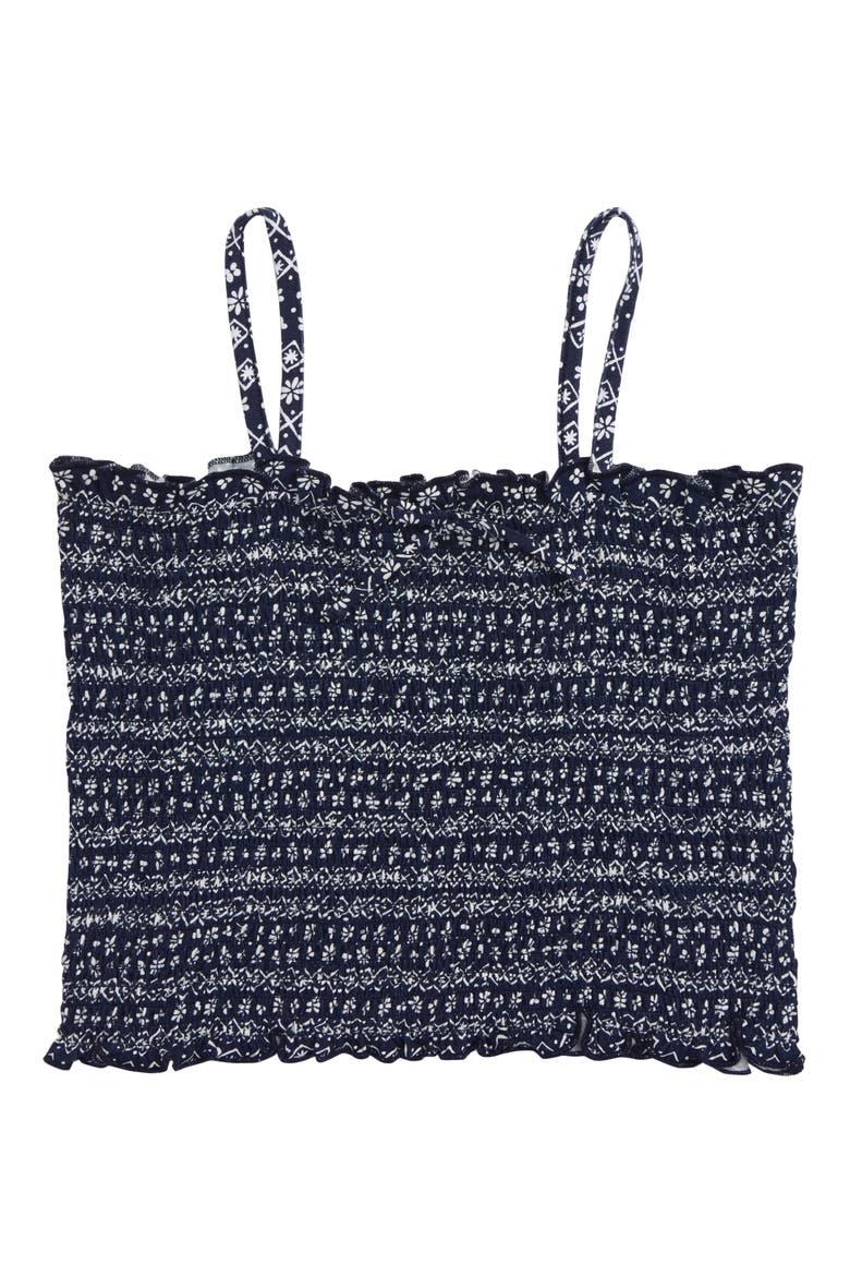 Cutie Smocked Tube Top, Main, color, NAVY PEACOAT DAISY STRIPE