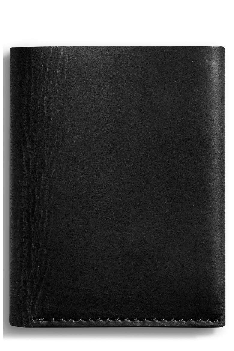 Utility Folded Leather Card Holder, Main, color, BLACK