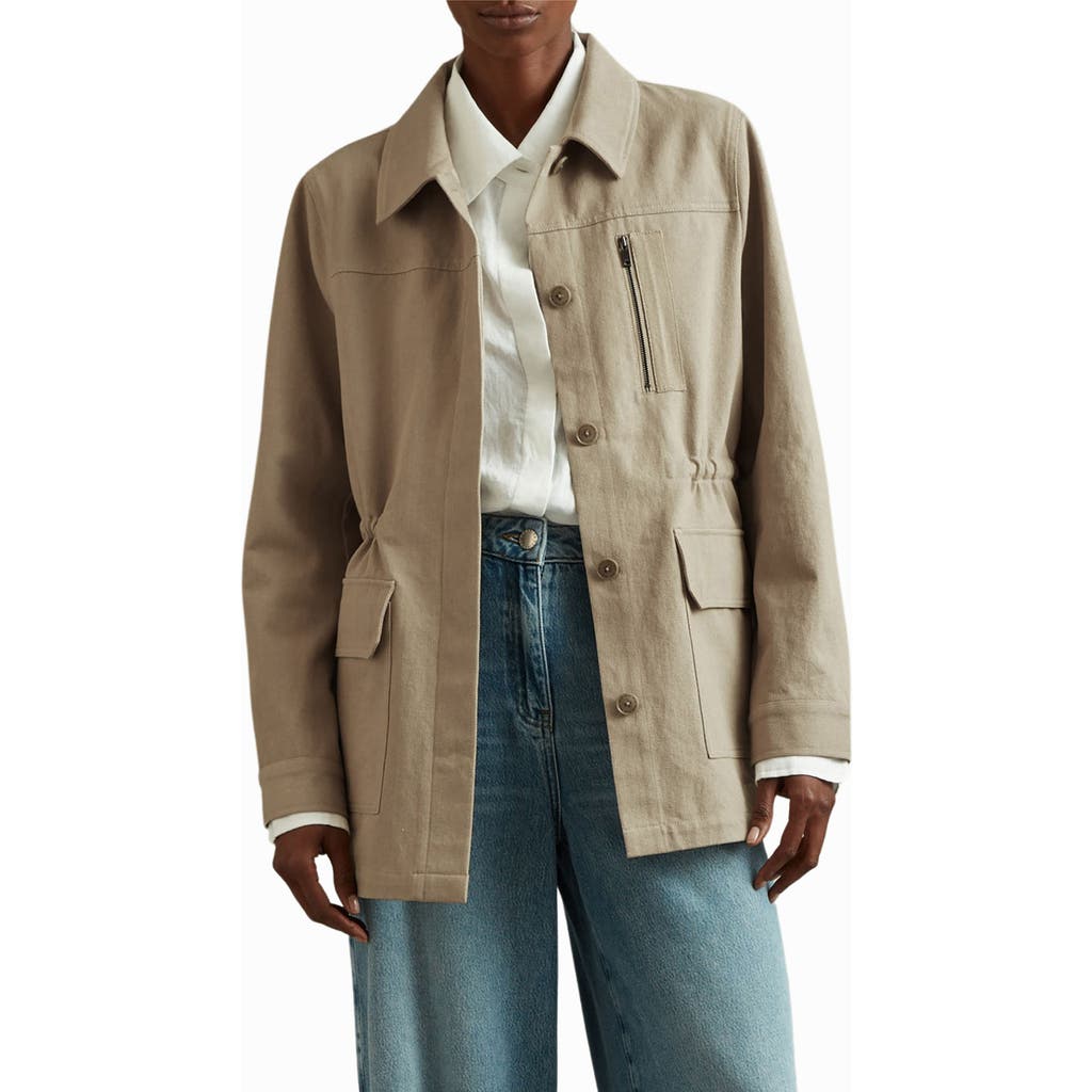 Reiss Brooklyn Cotton Utility Jacket In Neutral