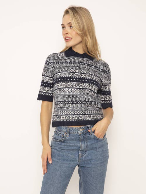 Central Park West Arlo Mini Fairisle Polo In Navy Combo