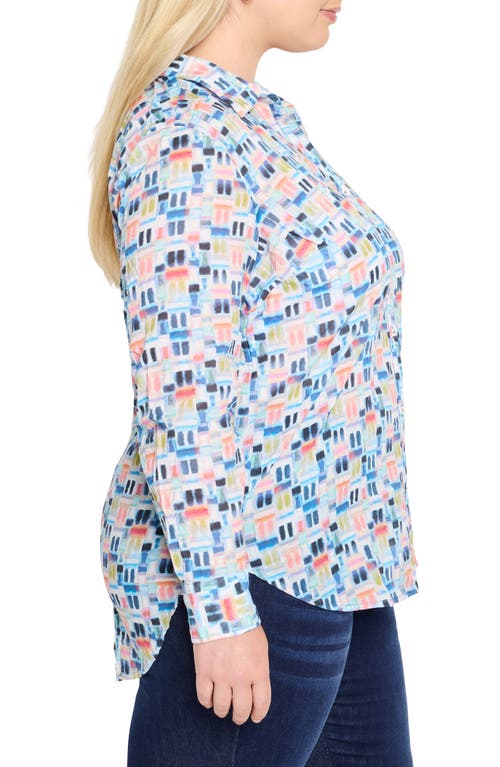 Nic + Zoe Nic+zoe Portofino Geo Print Cotton Boyfriend Shirt