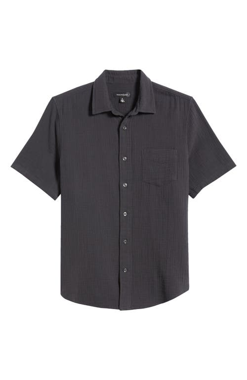 Treasure & Bond Duo Short Sleveve Gauze Button-up Shirt In Blue Indigo Washed