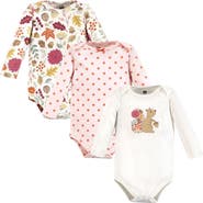 Hudson Baby Infant Breathable Cotton Long-Sleeve Bodysuit Bundle 3 Count