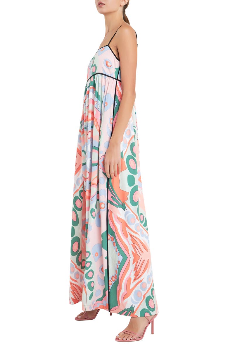English Factory Abstract Print Empire Waist Maxi Dress, Alternate, color, Pink Multi