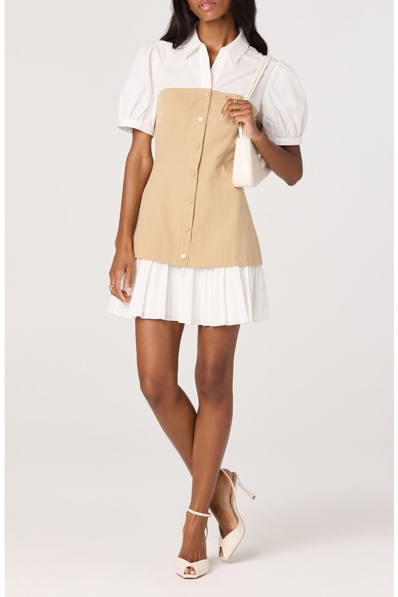 Joseline Colorblock Shirtdress, Main, color, WHITE TAN