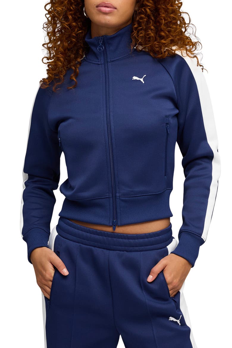 T7 Always On Crop Track Jacket, Main, color, BLUE JEWEL