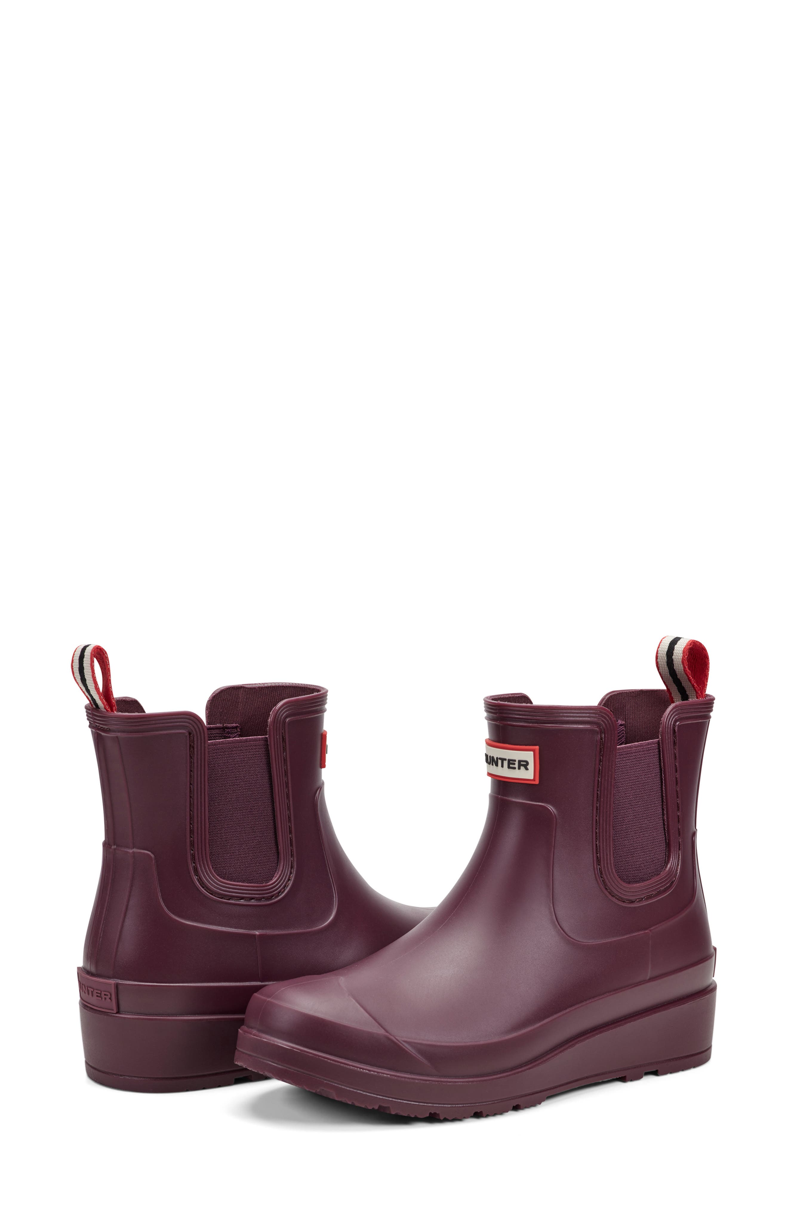 Hunter Tabitha Chelsea Waterproof Rain Boot, Alternate, color, Dark Red