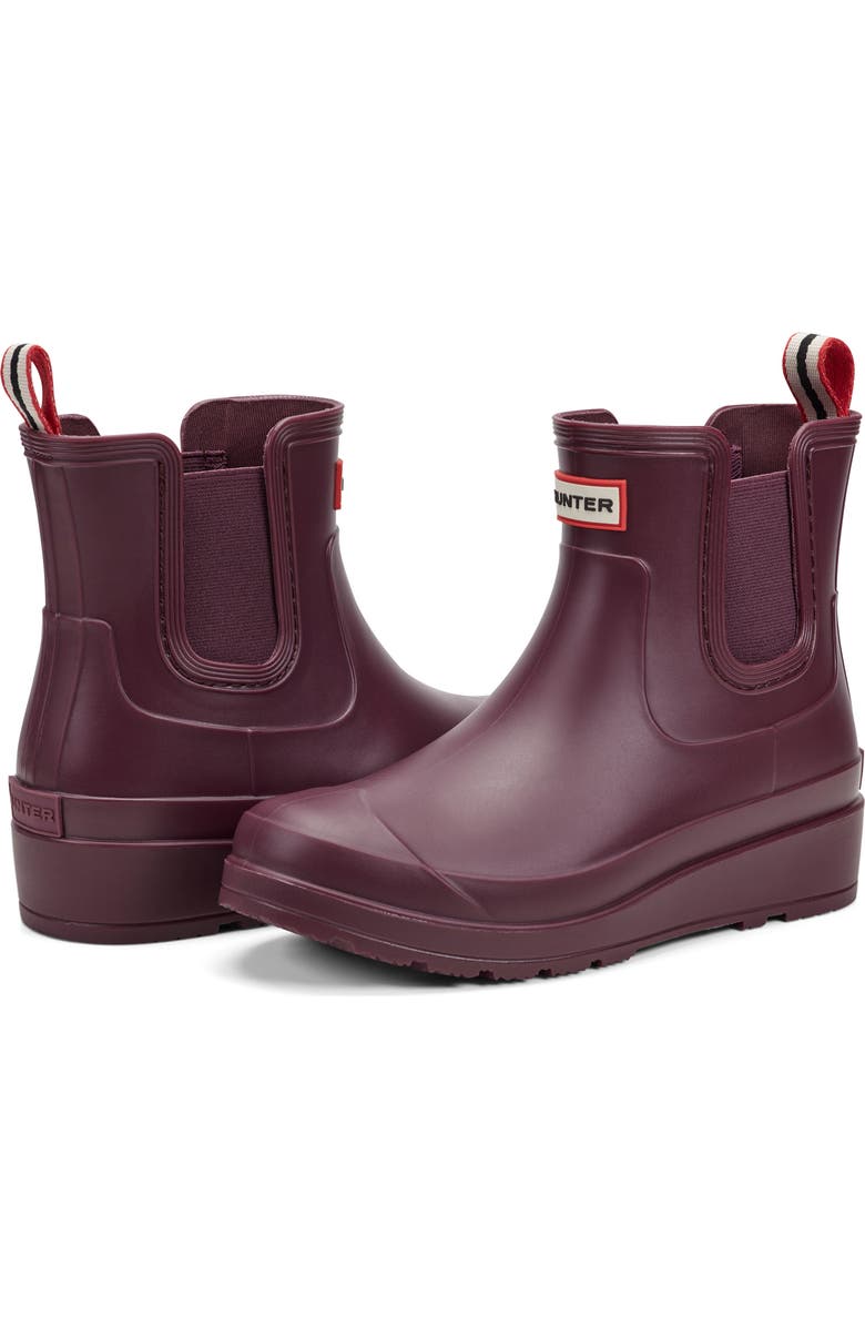 Hunter Tabitha Chelsea Waterproof Rain Boot, Alternate, color, Dark Red