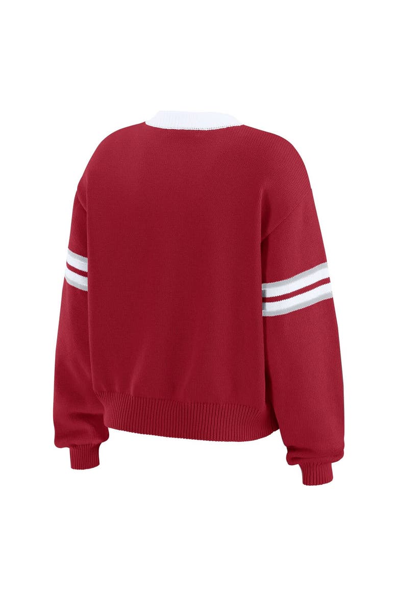 Women's WEAR by Erin Andrews Crimson Alabama Crimson Tide Lace-Up Pullover Sweater, Alternate, color, Crimson
