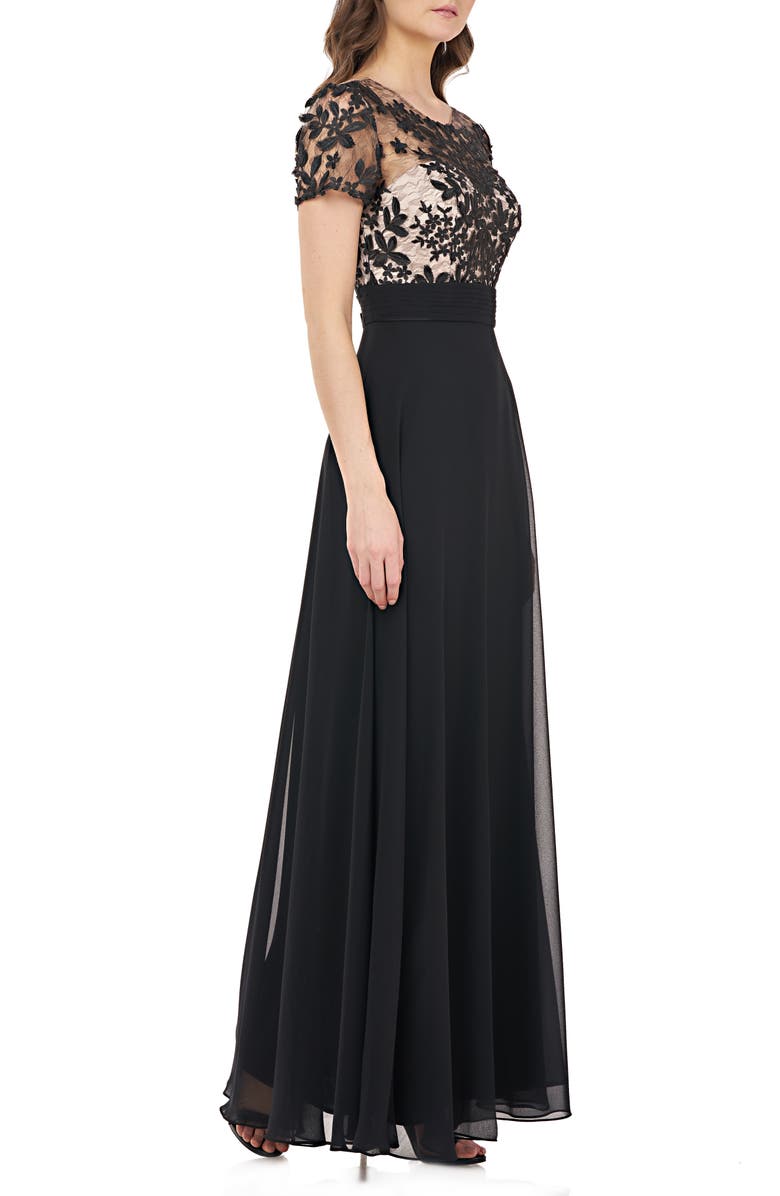 JS Collections Embroidered A-Line Gown, Alternate, color, 