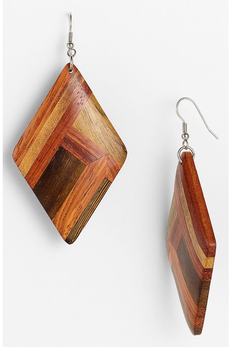 Couture Wood Earrings, Main, color, NATURAL