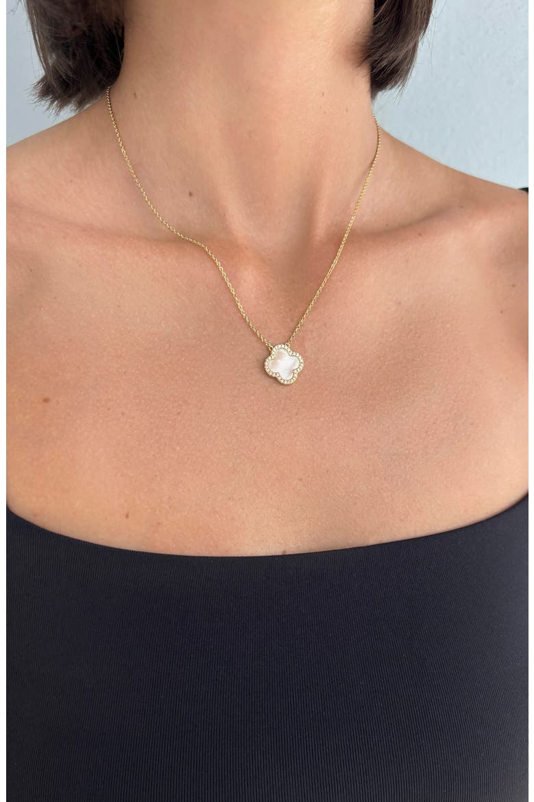 Mother-of-Pearl & Cubic Zirconia 2-Piece Jewelry Set, Alternate, color, WHITE/ GOLD
