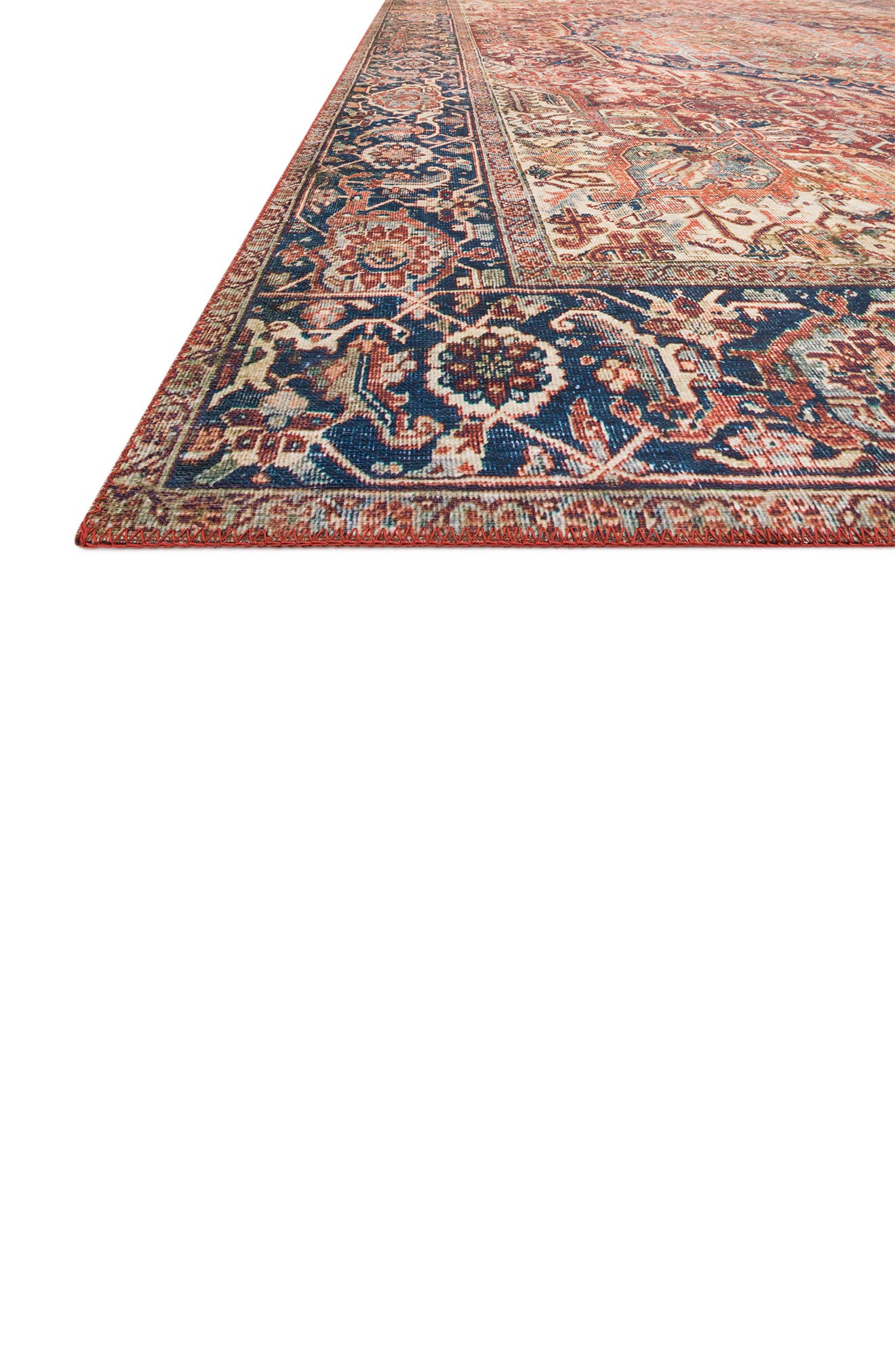 LOLOI Layla Accent Rug - Red/Navy - 5'0" x 7'6"